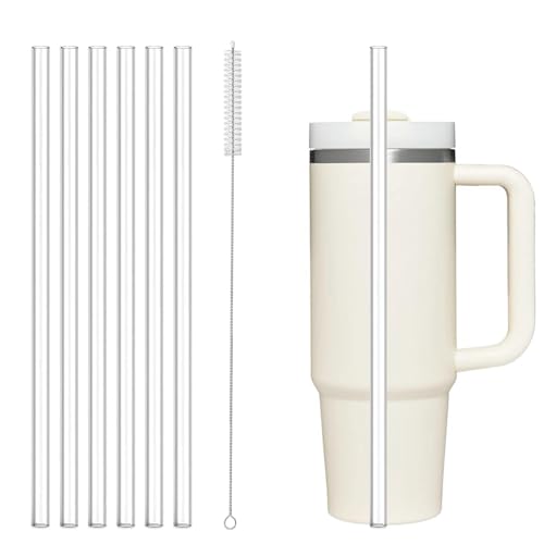 Skythrive 6 Stück Strohhalm für Stanley Cup Tritan Strohhalme mit Reinigungsbürste Geeignet für Stanley Cup 30/40oz (30.5cm×1cm)