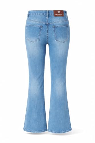 Image of DHYANAM Women High Waist Bootcut Jeans for Women | Stretchable Flared Denim Pants | High Rise Bell Bottom Jeans | Slim Fit Trendy Casual Wear for Girls