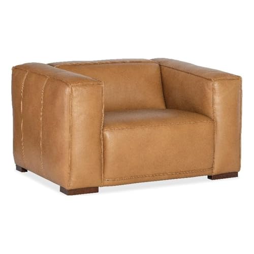 Sillón con brazos anchos cuero marrón Caramelo