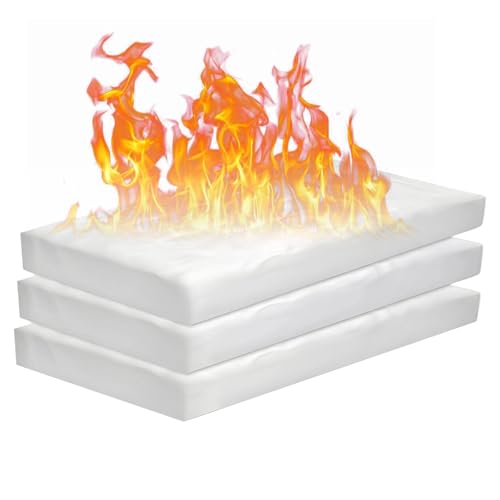 LNSYSNS Lana Cerámica para Chimeneas, 3 Piezas Fibra de Algodón Lana para Chimenea de Gel, Buen Aislamiento Térmico, Blanco Etanol Esponja Cerámica, para Quemadores de Etanol y Chimeneas de Interior