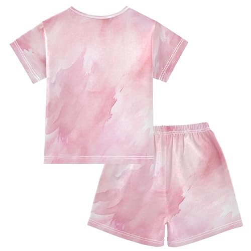 Pink Marble Kids Pjs Set Boys Girls Summer Short-Sleeve Sleepwear Pajamas 2PCS2