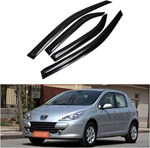 EZURI Cortavientos para ventanilla de Coche para Peugeot 307 2004-2013,Ventanas Laterales Delantera Trasera Protector Humo Lluvia Visera Deflector