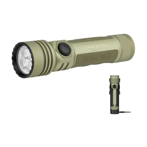 Image of OLIGHT Seeker Ultra Rechargeable LED Flashlight, 4800 Lumens High Power Bright Light with Dual Charging, USB C Holster for Emergency, Camping, Search & Rescue(Olive Green)