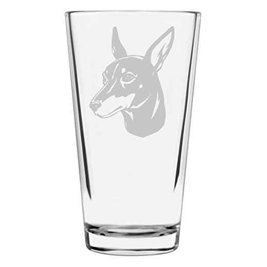 Etched Laser Art Toy Manchester Terrier Personalized Dog Themed Pint Glasses - Custom Etched Pint Glassware, Ideal Gift for Dog Lovers, Drinking Glasses for Beer, Cocktails, Water & Juice