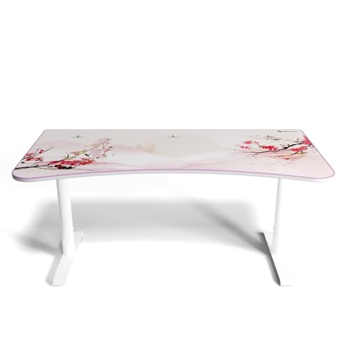 Image of Arozzi Arena Special Edition Ultrawide Curved Gaming and Office Desk with Full Surface Water Resistant Desk Mat Custom Monitor Mount Cable Management Cut Outs - Sakura