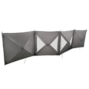 Pop-Up Windbreak 4-Panel Shelter with Clear PVC Windows & Curtains – Lightweight, Durable Oxford Cloth with Aluminum Poles, For Camping, Beach, Tents & Awnings