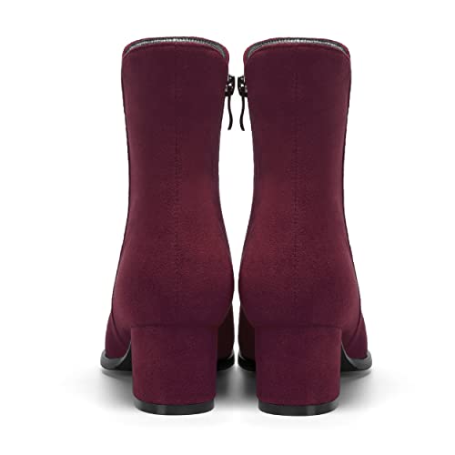 MERRORI Womens School Casual Zip Suede Round Toe Chunky Low Heel Ankle High Boots 2 Inch4