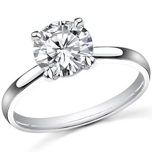 14K White Gold 1-5 Carat Lab Grown Solitaire Round 4 Prong Cut IGI Certified Diamond Engagement Ring (F-G Color VS1-VS2)