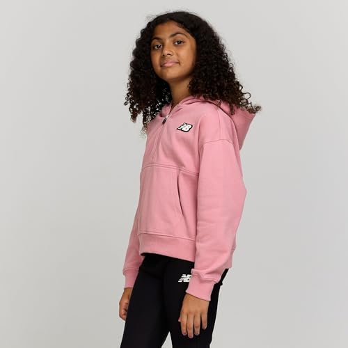 New Balance Girls Quarter Zip Up Hoodie – Soft Cotton Blended Fleece Active Youth Pullover Sweatshirt, Lined Hood - Image 3