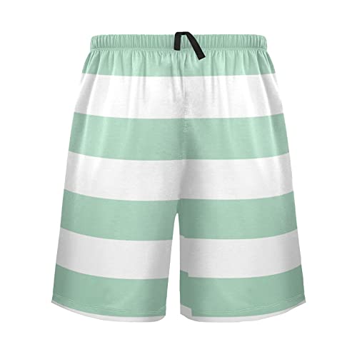 Blue And Red Horizontal Stripe Fashion Striped Pattern Men's Pajama Pants Shorts Sleepwear Lounge Pajama Bottoms