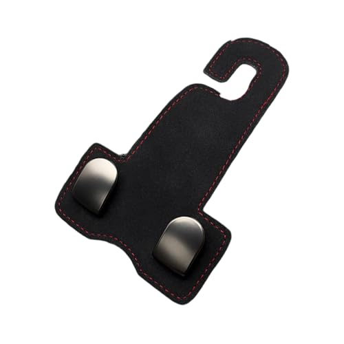 QUXVUIS 車のヘッドレストフック 任意の角度に調整可能 簡単取り付け 便利なシートアクセサリー 車のシートバック収納 レザー, 黒