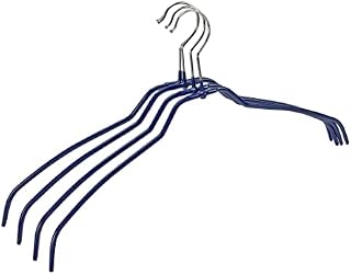 Wenko 10412411100 Shaped Slim Hangers with Non Slip Coating, 42 cm, Dark Blue, Pack of 4