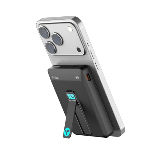Image of Toreto Mag Zio 10000mAh MagSafe Power Bank with Built-in Stand | Magnetic Wireless Charging, Type-C Fast Charging | Dual Type-C Ports | LED Battery Indicator (Black, 10000, Milliamp Hours)