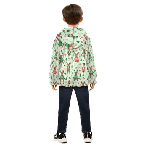 Christmas Nutcracker Green Boys Winter Jacket, Boy Zip up Jacket Comfy for Fall Winter Spring 3T4