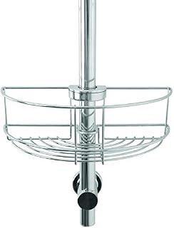 Croydex QM261041 Chrome Easy to Fit Riser Rail Basket Shower Storage, 5 Year Rust Free Guarantee, 8.5 x 26.5 x 13.5 cm