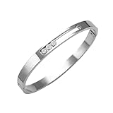 Jellutey Friendship Love Bracelet for Women - 18K Gold Plated Stainless Steel Heart Cuff Bangle | Cubic Zirconia Jewelry Gift, Simple & Durable Everyday Wear (3s S)