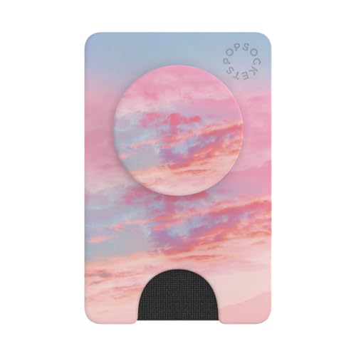 Image of PopSockets Adhesive Phone Wallet and Card Holder with Grip, Pink - Pink Clouds
