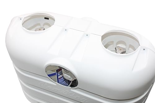 Image of Flame King Dual 20LB LP Propane Tank Light Plastic Heavy Duty Cover for RV, Travel Trailer, Camper - White