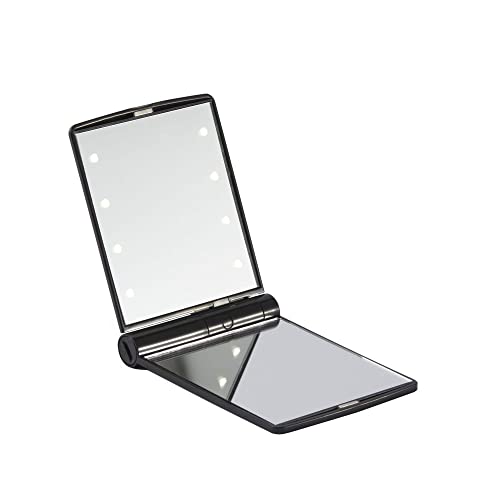 Browgame Signature LED Pocket Mirror - Foldable, Portable LED Light Mirror For On-The-Go Makeup, Skincare And Tweezing - Crystal Clear Magnification - Your New Favorite Travel Size Mirror - 1 Pc