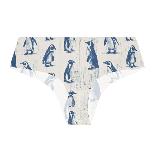 Image of decor gift Woman's Training Panties Wooden Penguin Blu Ray Off White All Seasons Woman's Panties Breathable Underwear, Wooden Penguin Blu Ray Off White, XXL Plus