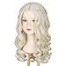 Miss U Hair Long Platinum Blonde Curly Wig with Braid Princess Fairy Tale Queen Costume Wig for Halloween Cosplay