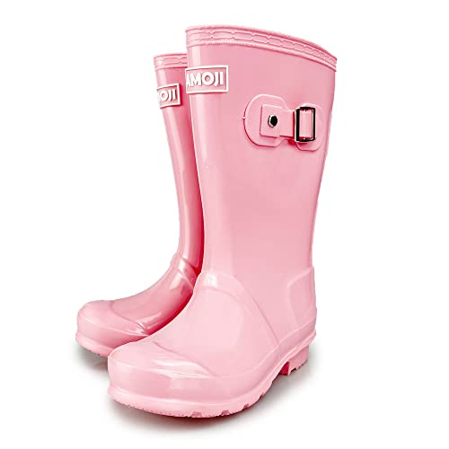 Amoji Girl Rain Boots Youth Rubber Boots Children Outdoor Waterproof Boots Pink 3-4 Big Kid #TOP6