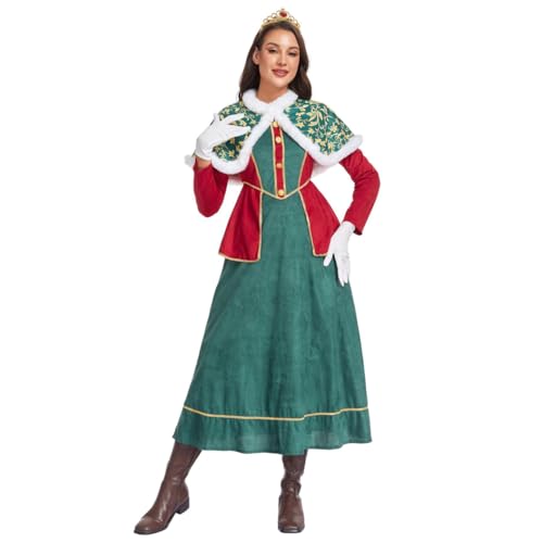 Robe de reine médiévale et accessoires de carnaval pour fête costumée