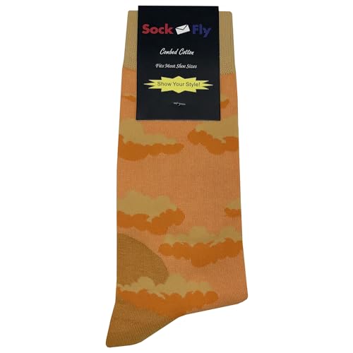 Sunset Cloud Dress Socks Funny Novelty Crazy Fun Design Men Size 8-12 Cotton Casual Crew Colorful Funky Fancy Socks Gift for Men4