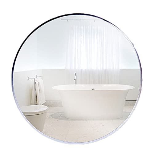 NJYT Espejo baño Espejos De Baño Espejo Redondo Nórdico Vestido Simple De Pared Y Espejo De Maquillaje Ideal para Dormitorio O Baño Espejos(Size:60CM,Color:Plata) Cover