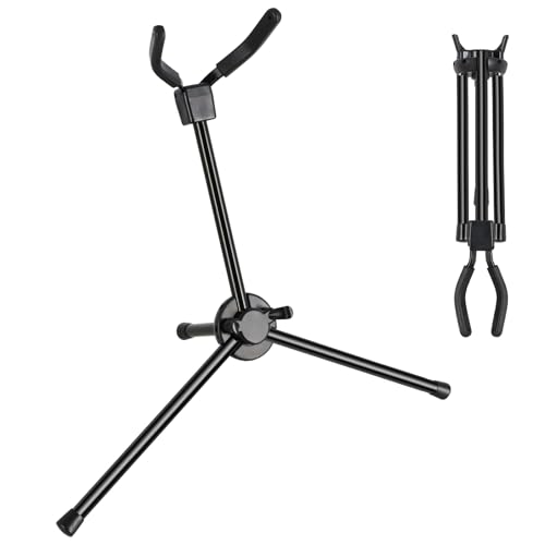 EASTROCK Tenor Saxophone Stand, Foldable Portable Metal Sax Stand with Non-Slip Feet and Padded Holder, Compact Tripod Design for Tenor Sax-Black