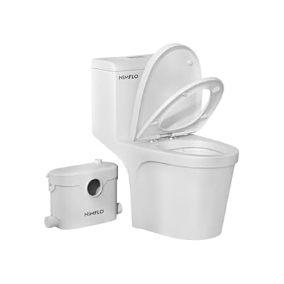 600W Macerating Toilet for Basement – Upflush Toilet System with Dual Flush Rear Outlet, Connects Sink & Tub, Includes Toilet Bowl, Water Tank & Macerator Pump – by NIMFLO