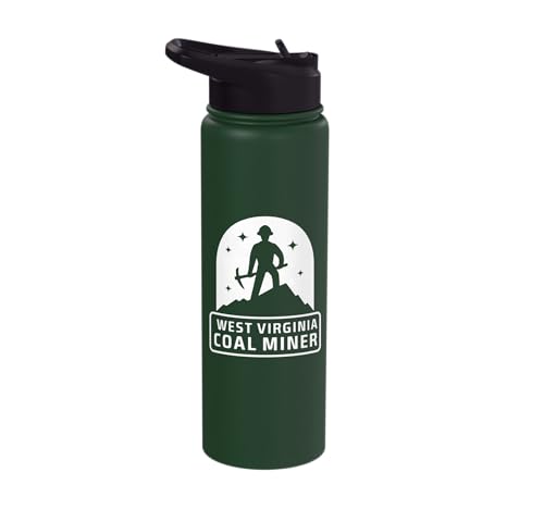 West Virginia Coal Miner Mining Souvenir Mountaineer State Stainless Steel Insulated Water Bottle