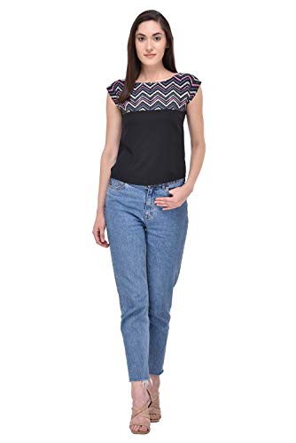 Image of mayra Women's Crepe Multi Color Short Sleeve Top