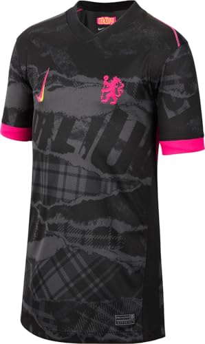 Nike Tercera Equipación Stadium Chelsea FC 2024/25 Camiseta De Fútbol Replica Dri-Fit - Niño/A, Anthracite/Black/OPTI Yellow/Pink Prime, FQ2250-061, XS