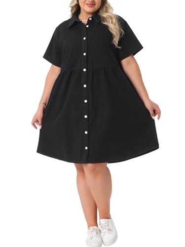 Image of Agnes Orinda Denim Dress for Women Plus Size Button Down Babydoll Sundress Jean Dress with Pockets 2026 Vacation