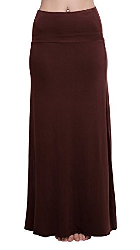 Image of Urban CoCo Women's Stylish Spandex Comfy Fold-Over Flare Long Maxi Skirt