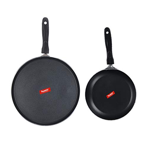 Image of SUMEET Aluminium Non Stick Plata Cookware Set (Silver, Dosa Tawa - 26.5Cm Dia, Tapper pan - 0.6Ltr - 20Cm Dia)