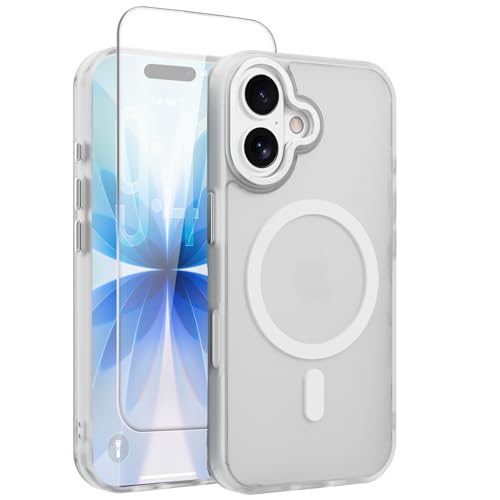 Image of Magnetic for iPhone 17 Phone Case, [Compatible with MagSafe], Screen Protectors X1, [Military Grade Drop Protection],Matte Finish,Slim,Shockproof,Protective (Frosted White, iPhone 17)