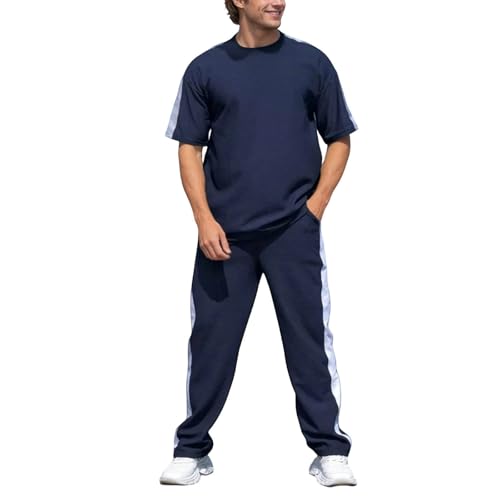 Survêtement d'été court homme 2 pièces ensemble t-shirt et short ample