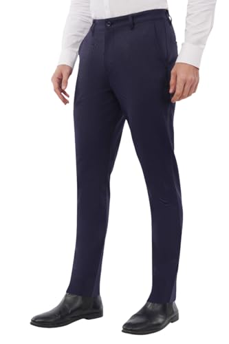 Image of SaintX Men's Formal Slim Fit Trouser | Twill Weave Premium 4-Way Stretchable High GSM Fabric Pants | Textured Classic & Modern Styled Chinos | Business Casual Office /Anytime Wear