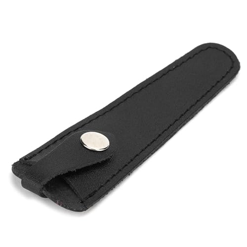 Cunyuer Capa de tesoura compacta de couro preto, bolsa de segurança para tesouras de cabelo de salão, capa de tesoura de corte de cabelo profissional, portátil, ferramentas de cabeleireiro