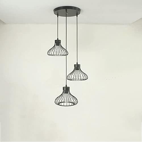 Suspension E27 rétro fer forgé luminaire suspendu à trois têtes noir pour restaurant et bar