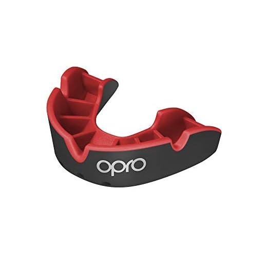 Opro Mundschutz Silver - Zahnschutz für Handball, Karate, Rugby, Hockey, Boxen, Lacrosse, American Football, Basketball - Selbst anformbar - im UK Entworfen & Hergestellt (Schwarz/Rot, Junior)
