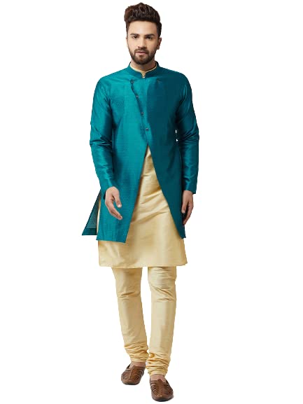 SOJANYA Men's Silk Blend Solid Kurta & Pyjama Set