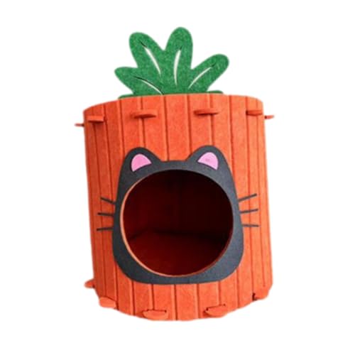 Felt Cat House Hideaway Scratching Cat Furniture for Small and Medium Cats Indoor Use Felt Condo Carrot Sleeping Bed, Black S