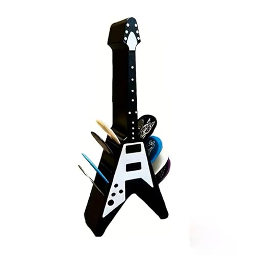 ギターピックホルダー ピック収納 ベース付き アクリルエレキギターピックストック ディスプレイ ミュージシャン ベーシスト向け 携帯用大容量 3Dプリント製ケース 男性への贈り物