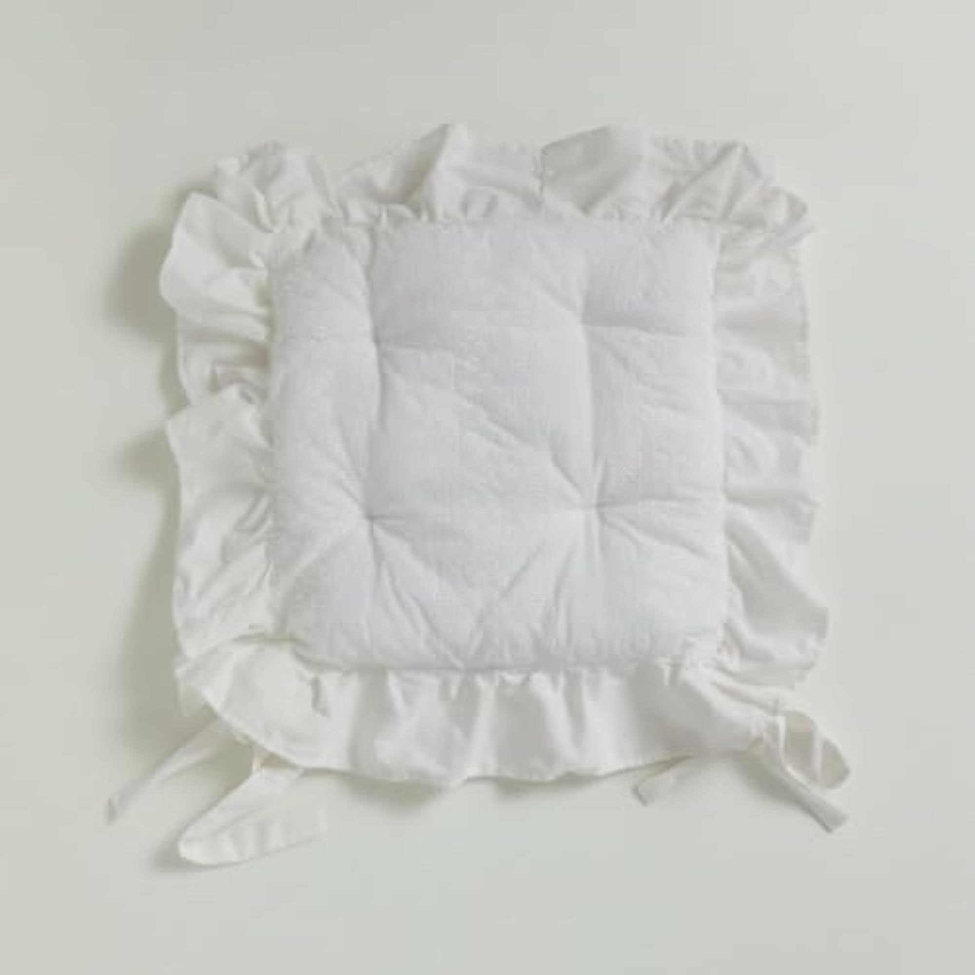 Square Ruffled Chair Cushion with Ties