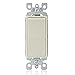 Leviton 5601-2T 15 Amp, 120/277 Volt, Decora Rocker Single-Pole AC Quiet Switch, Residential Grade, Grounding, Light Almond