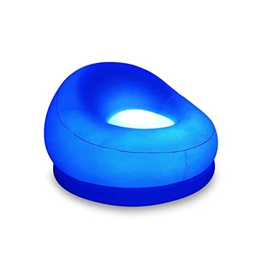 Air Candy by PoolCandy Illuminated LED Inflatable Chair, Accent Contemporary Lounge Chair for Living, Bedroom, Dorm, Patio Decor, Indoors or Outdoors, Waterproof, 120 Color Changing Options w/Remote
