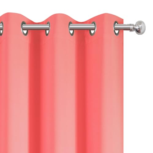 Image of LEMOMO Blackout Curtains 52 x 45 inch Coral Curtains Set of 2 Panels /Thermal Insulated Room Darkening Bedroom Curtains